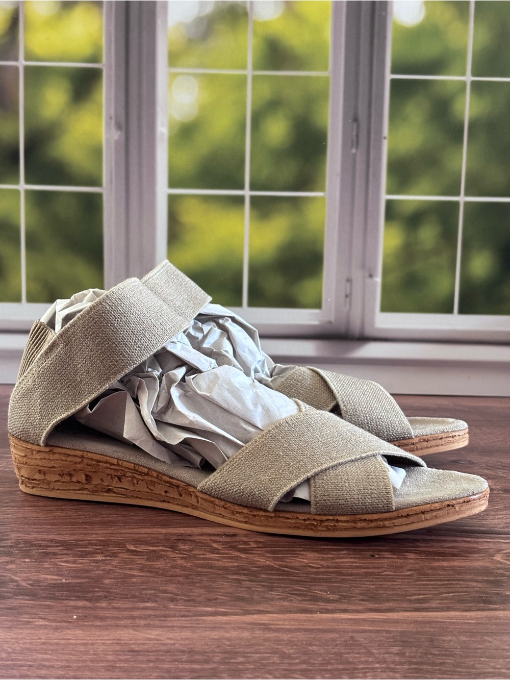CHARLESTON SHOE CO. Beige Crisscross Espadrille Sandals - Picture 2 of 13